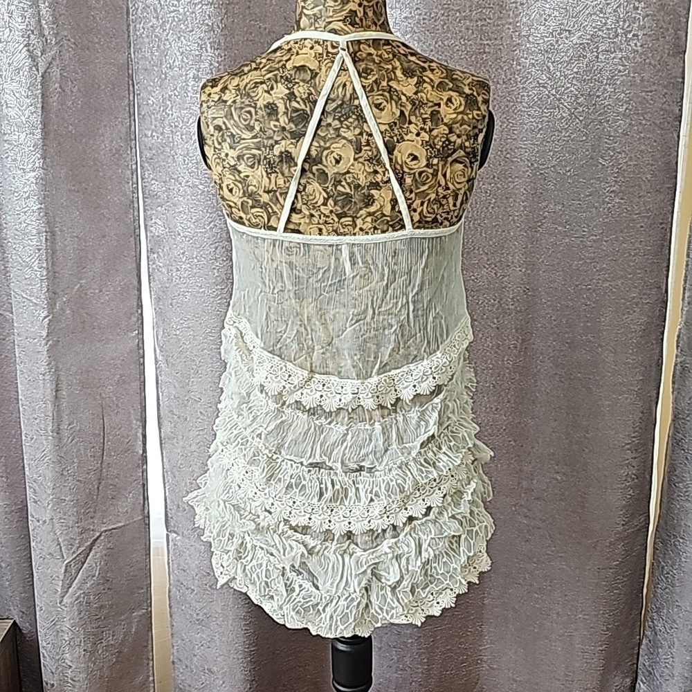 NWOT Free People Strappy Tattered Ruffle Tunic Top Size XSmall - Picture 4 of 6